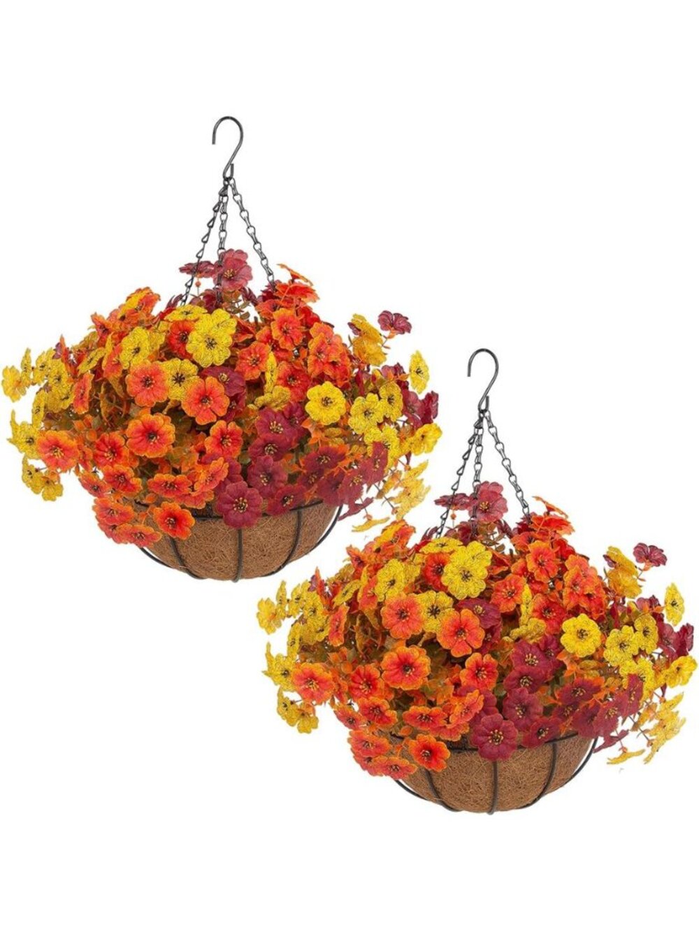 Artificial Outdoor Fall Flowers with Hanging Basket,
